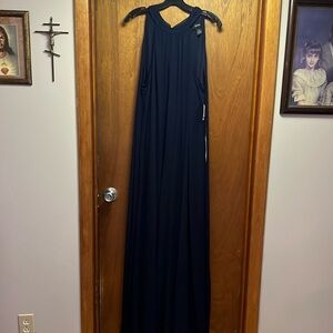 Long navy pant suit never worn with tags from macys size large